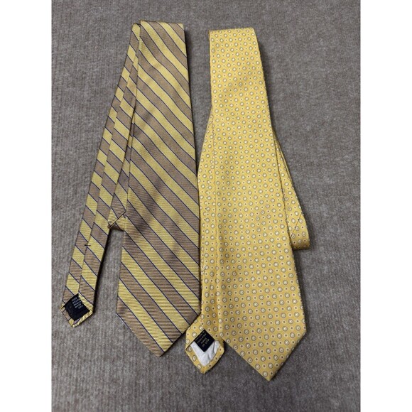 Brooks Brothers Tie Lot of 2: Repp Stripe,‎ Geometric Dots, Both Gold - Picture 1 of 9